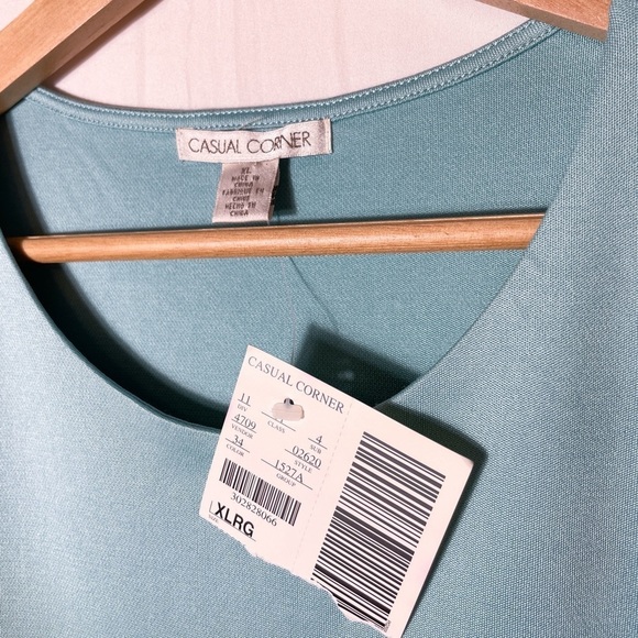 NWT Casual Corner aqua blue lined tank top sz. XL | cotton/ silk blend - Picture 3 of 6